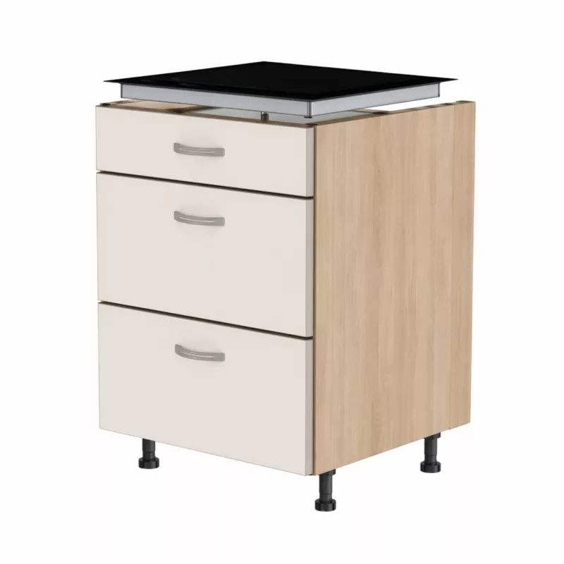 Spodní skříňka pro varnou desku se 3 zásuvkami, 1000 mm KuchyneNaNetu