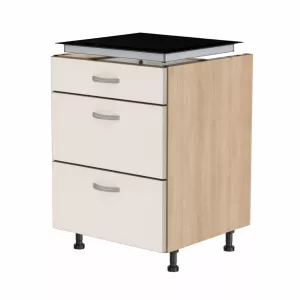 Spodní skříňka pro varnou desku se 3 zásuvkami, 900 mm