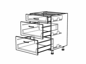 Spodní zásuvková skříňka, 700 mm, 3 zásuvek KuchyneNaNetu