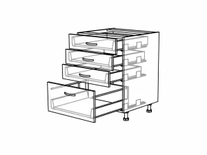 Spodní zásuvková skříňka, 900 mm, 4 zásuvek KuchyneNaNetu